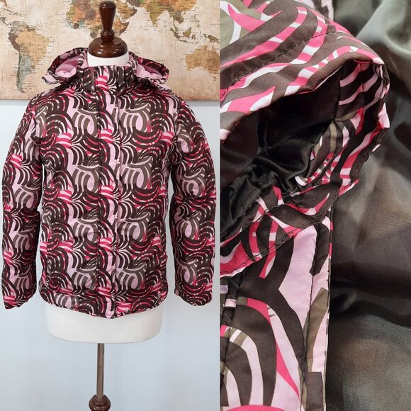 Hooded puffer jacket w/ swirl pattern - Cherokee brand - Picture 1 of 14